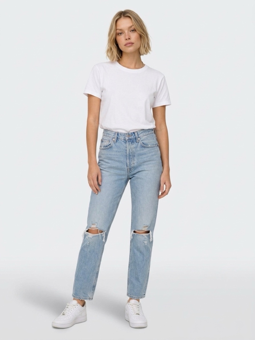 AGOLDE Riley High Rise Crop Straight Jeans Size 23 Clear Skies Distressed